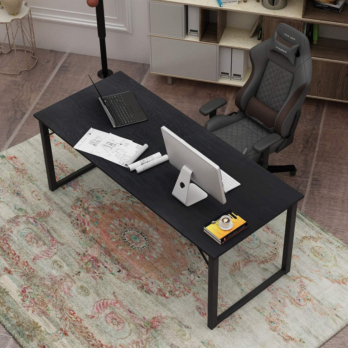 Computer Desk 63 Inches Sturdy Office Desk Meeting Desk Training Desk Writing Desk Workstation Desk Gaming Desk,Black BHUS-GCP2JJ-160BK